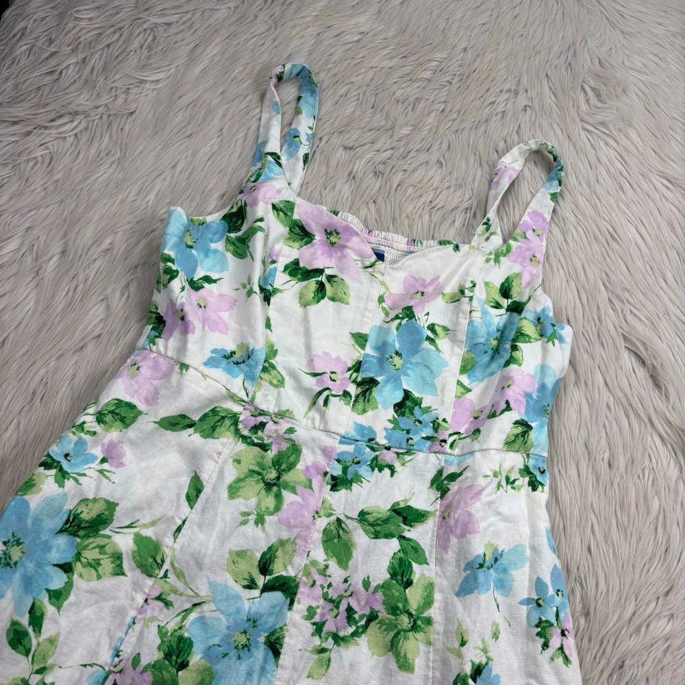 Old Navy Women's L Floral Fit & Flare Linen-Blend Midi Dress Cottagecore Twee - Picture 2 of 10